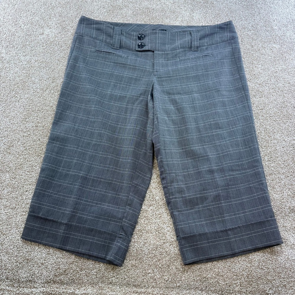 Y2K Spacegirlz Gray Plaid Bermuda Shorts Womens 18 Cuffed Dress Shorts 90s Work